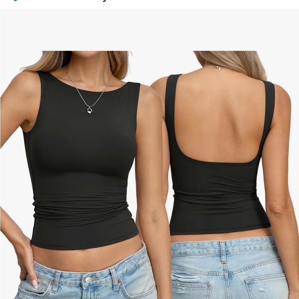 Women's Black Scoop-Back Tank Top
